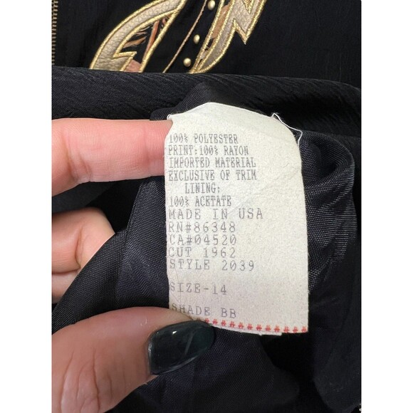 Vintage Nancy Bolen Women’s Embroidered Blazer Jacket Monstera Plant Print Sz 14 - Picture 12 of 16